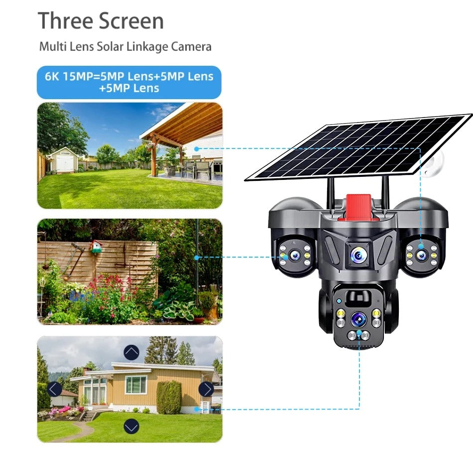 Triple Lens Camera 4G Solar Security PTZ Camera image 2