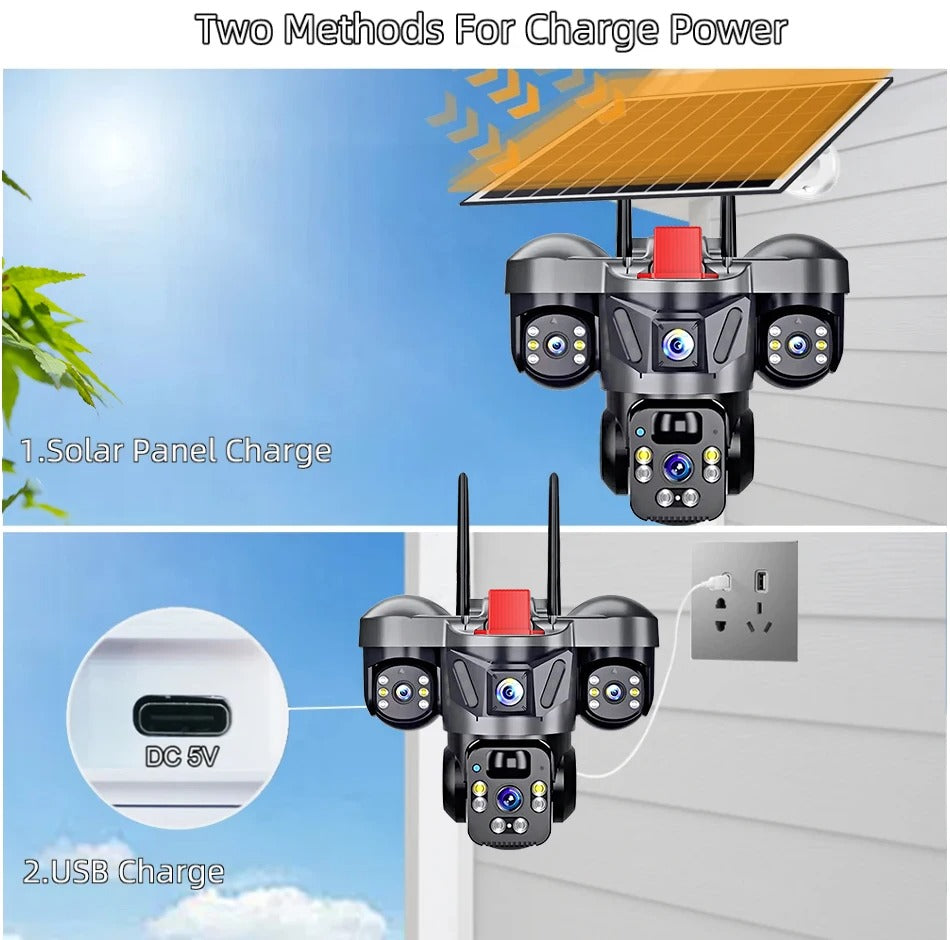 Triple Lens Camera 4G Solar Security PTZ Camera image 5