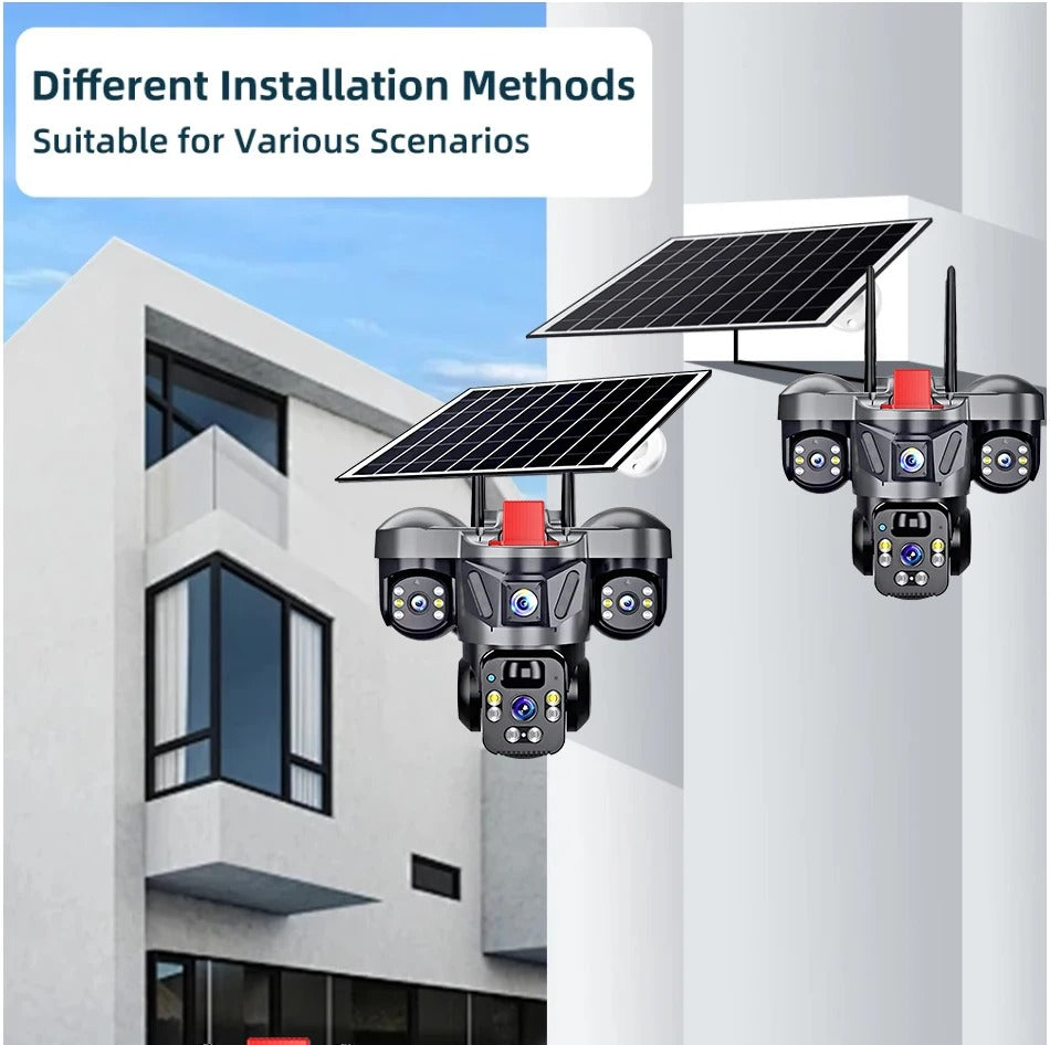 Triple Lens Camera 4G Solar Security PTZ Camera image 8