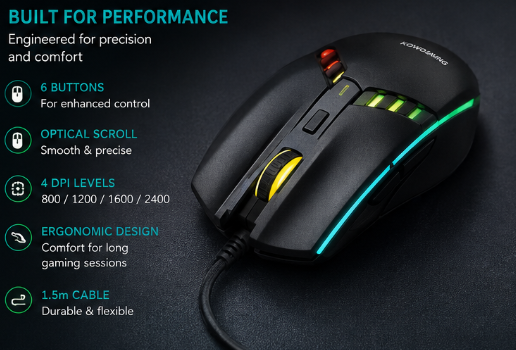 USB Illuminated Wired Mouse with RGB Lighting image 2