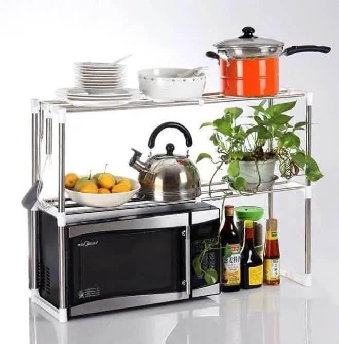 Expandable Microwave Oven Organiser Shelves (2 Tier) image 2